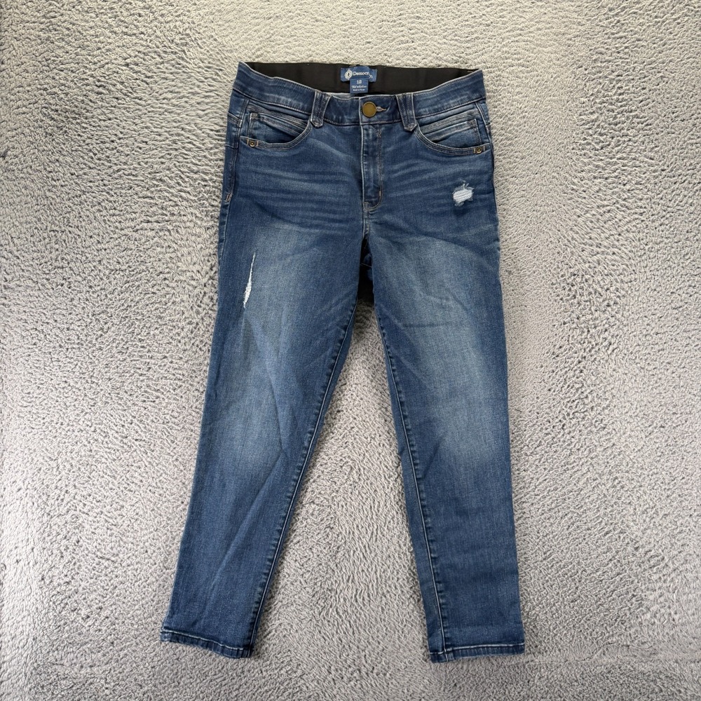 Democracy Ab Solution Jeans Womens 12 Blue Cotton Denim Ankle Distressed Stretch